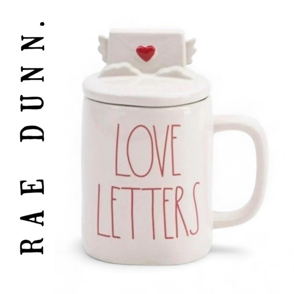 Rae Dunn Other - RAE DUNN by Magenta Artisan Love Letters Mug with Topper NEW